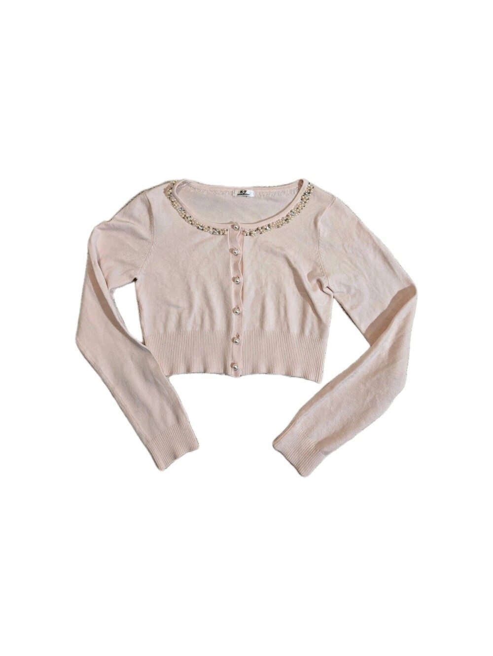 R.F. Interremix Bejeweled Cardigan Lgt Pink Barbi Core Ballet Romantic